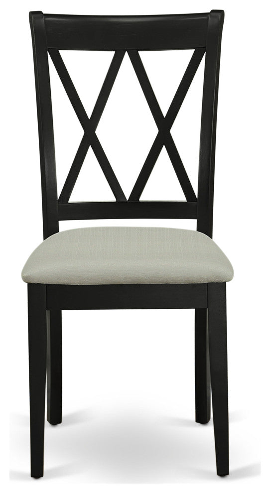 5Pc Dining Set, Round Table, Four Kitchen Chairs, Black Finish