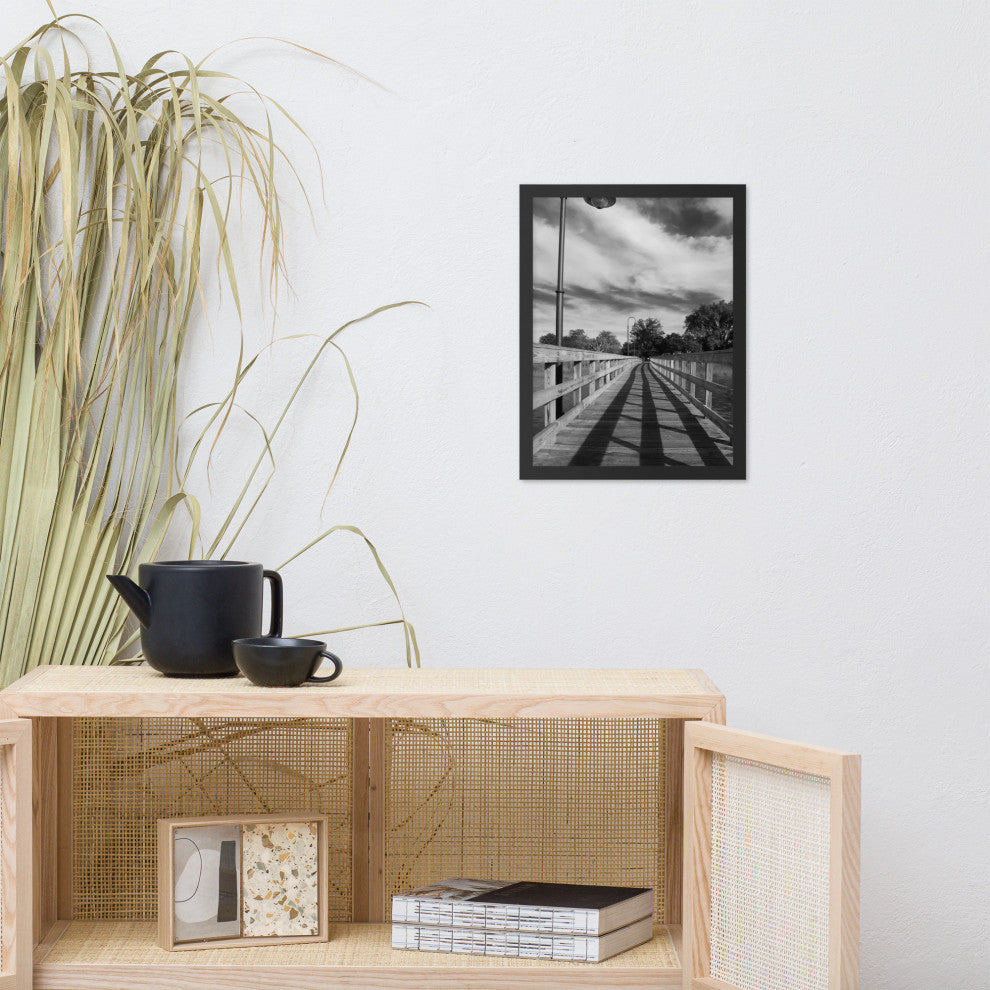 Follow the Lines Rural Landscape Framed Photo Paper Wall Art Prints, Black, 12" X 16"