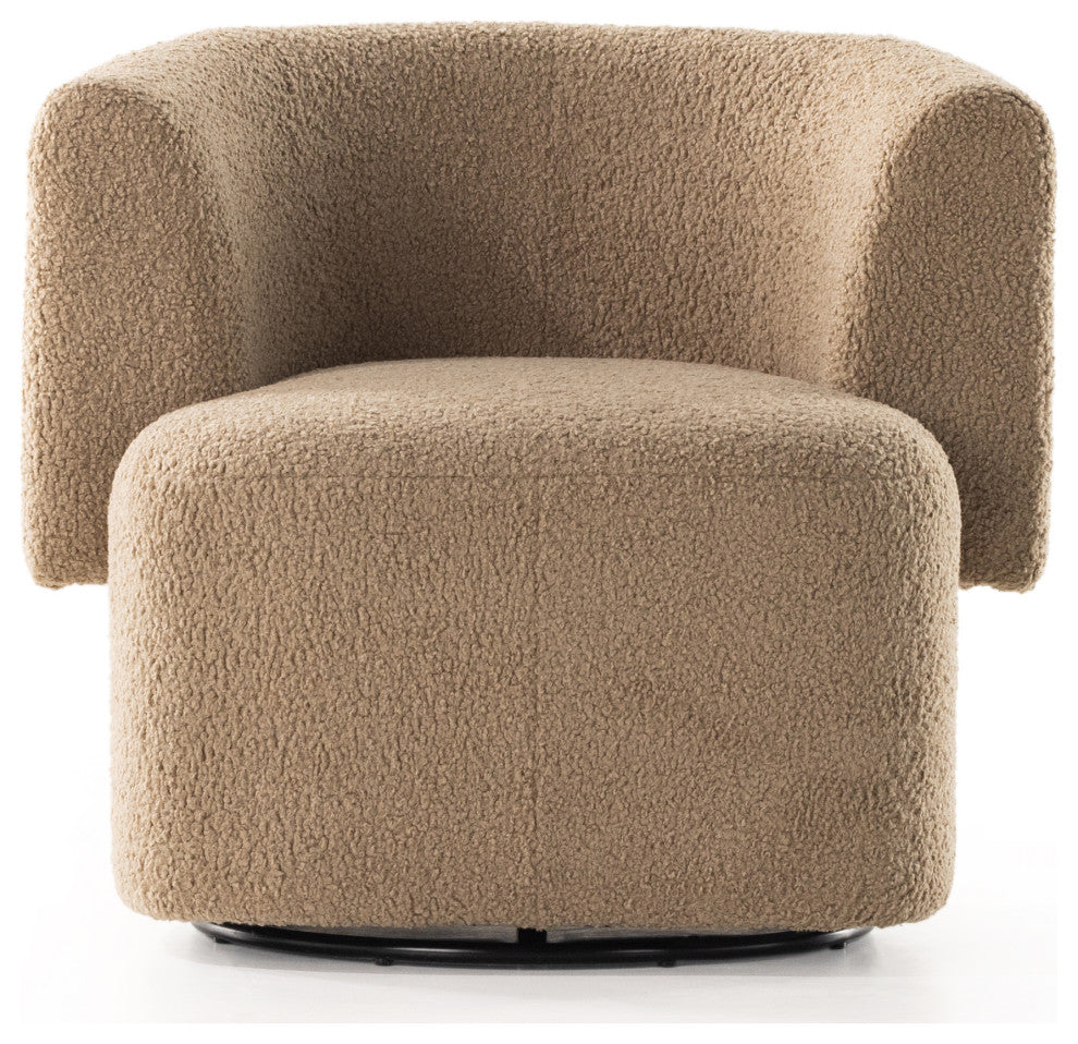 Tybalt Swivel Chair, Sheepskin Camel