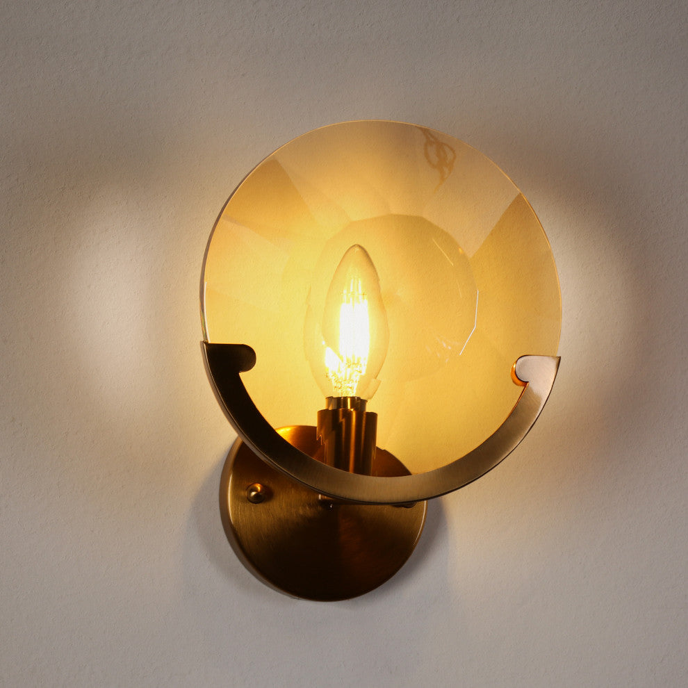 LNC Aedrusson 1-Light 7.9" Modern Geometric Crystal Wall Sconce, Brass