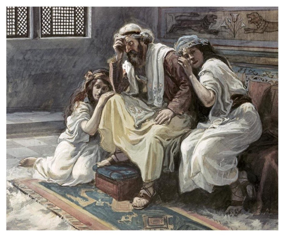 "David Mourns His Son Ammon" Digital Paper Print by James Tissot, 18"x15"