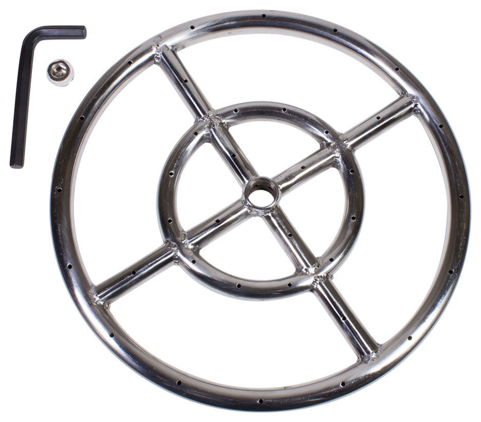 12" Round Fire Pit Burner Ring, Stainless Steel, Double Ring