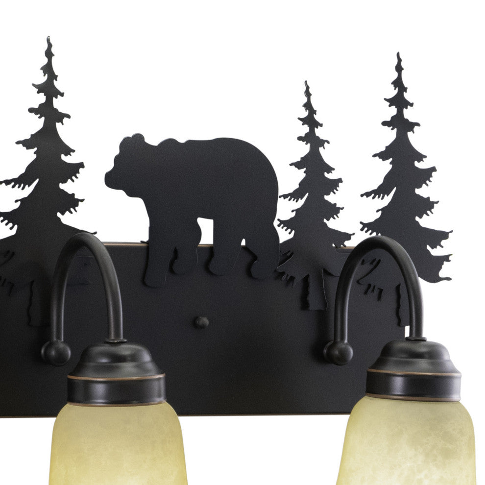 Bryce Bronze Rustic Bathroom Wall Fixture, Bear, 3-Light