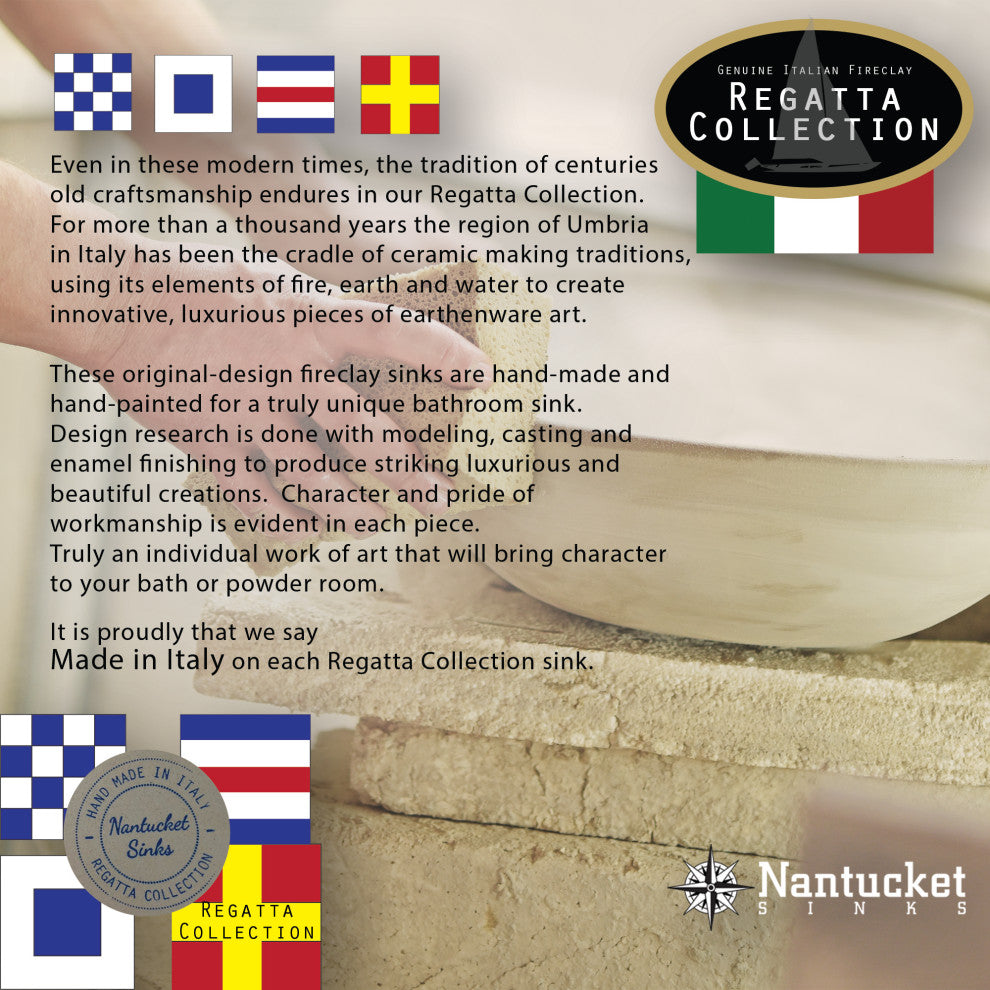 Nantucket Sinks Lugano Fireclay Hand-Decorated Vanity Sink