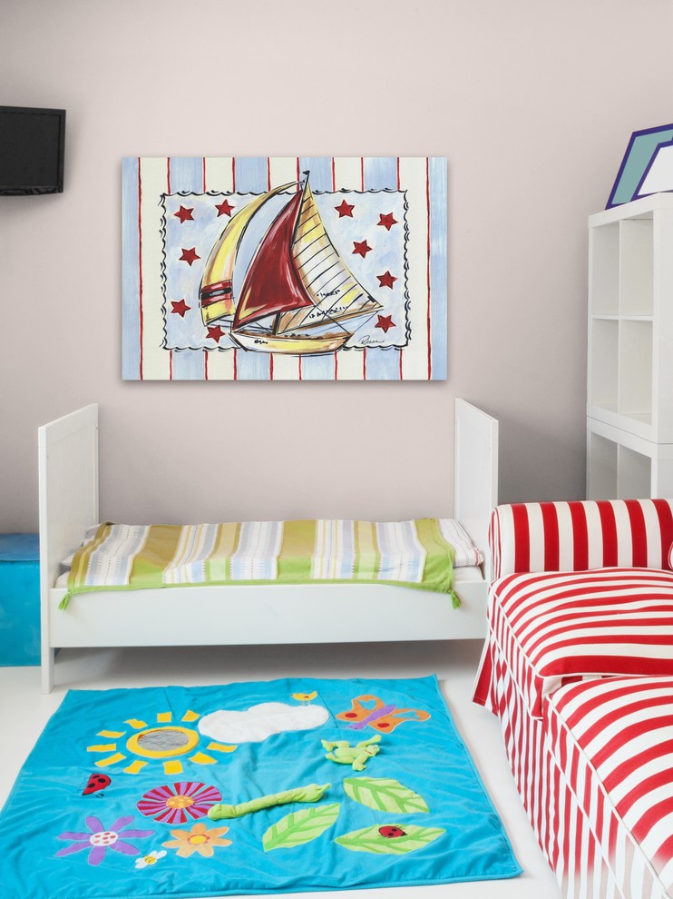 Marmont Hill, "Sailboat Red" by Reesa Qualia Painting on Wrapped Canvas, 24x16