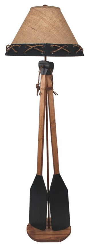 Stained and Navy 2-Paddle Floor Lamp