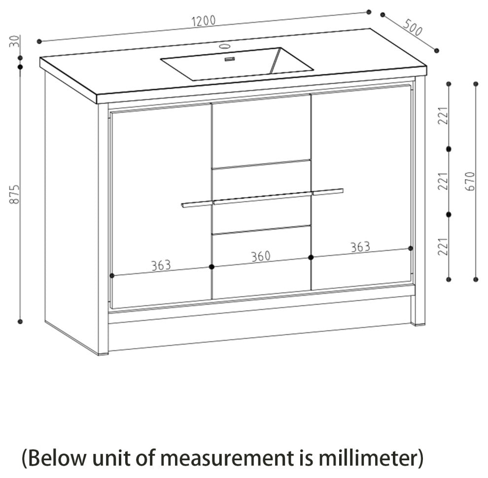 Freestanding Bath Vanity Set, Grey Oak, Integrated Solid Surface Sink, 48"