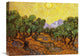 "Olive Trees With Yellow Sky And Sun" Artwork, 22"x16"
