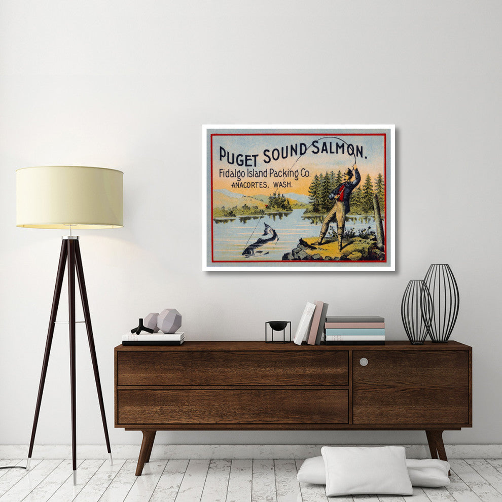 "Puget Sound Salmon - On the Fly" Digital Paper Print by Retrolabel, 46"x35"