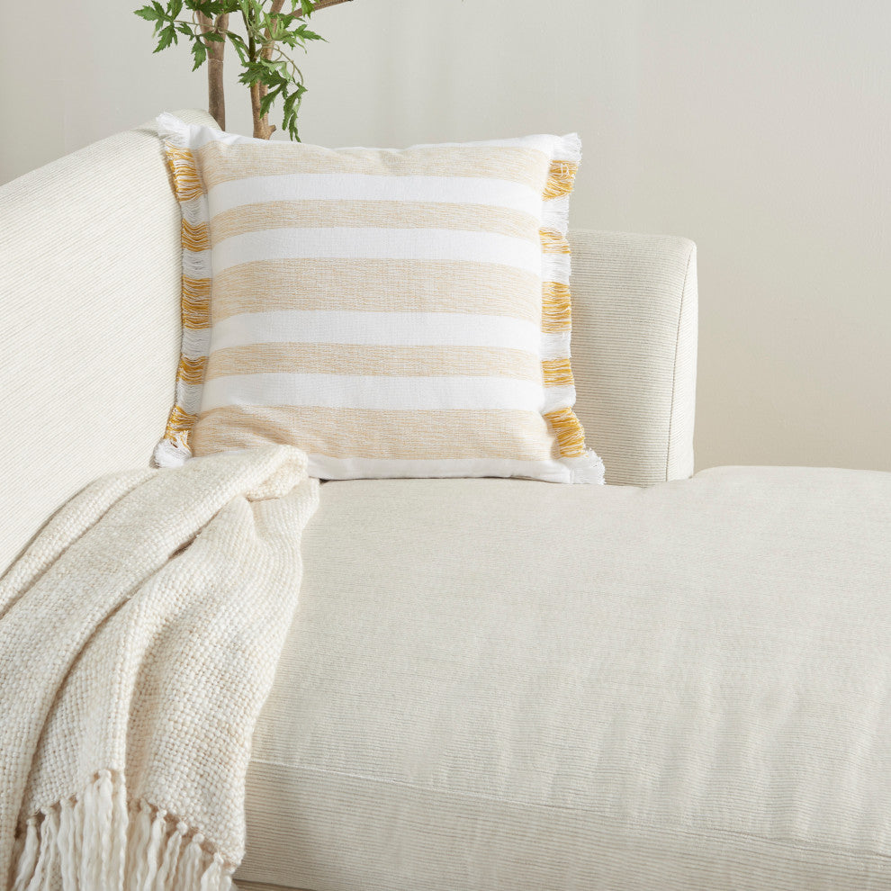 Mina Victory SS919 Throw Pillow, Yellow, 18"X18"