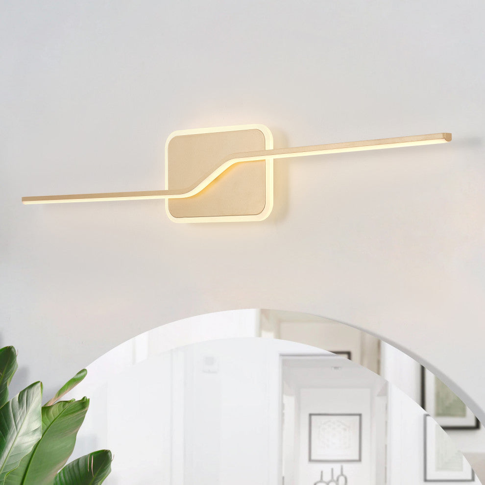 Modern LED Dimmable Vanity Light Over Mirror for Bathroom Lighting, Gold