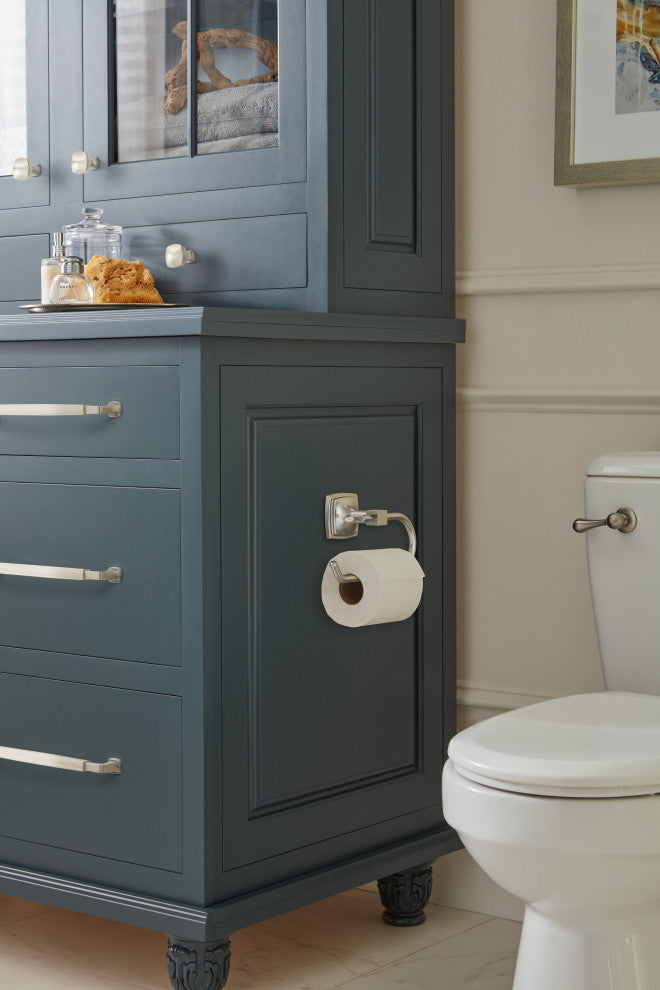 Amerock Stature Transitional Single Post Toilet Paper Holder, Brushed Nickel