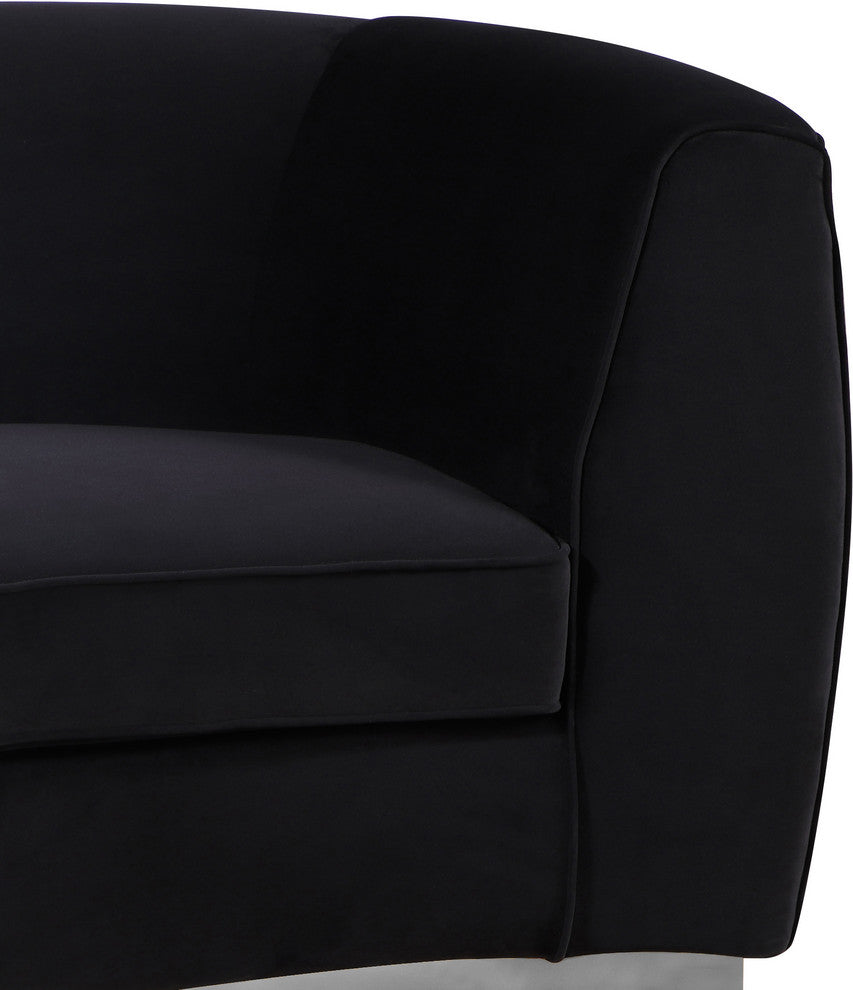 Julian Velvet Upholstered Loveseat, Black, Chrome Base