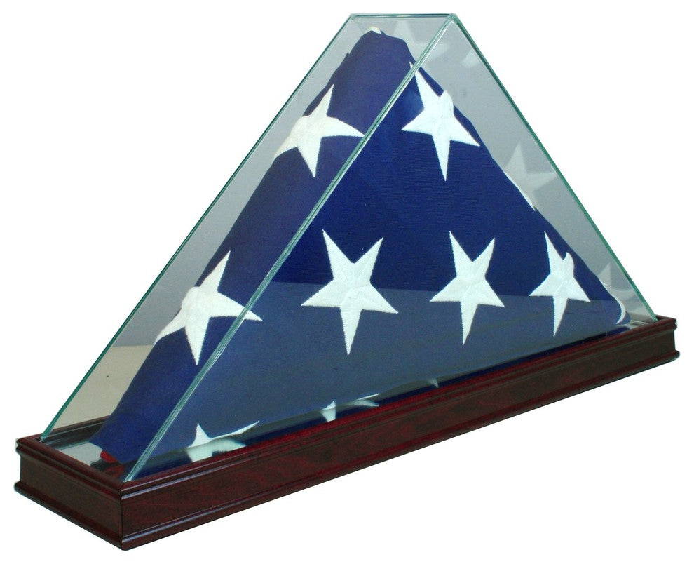 Table Top Flag Case for a 3 x 5 Flag, Cherry
