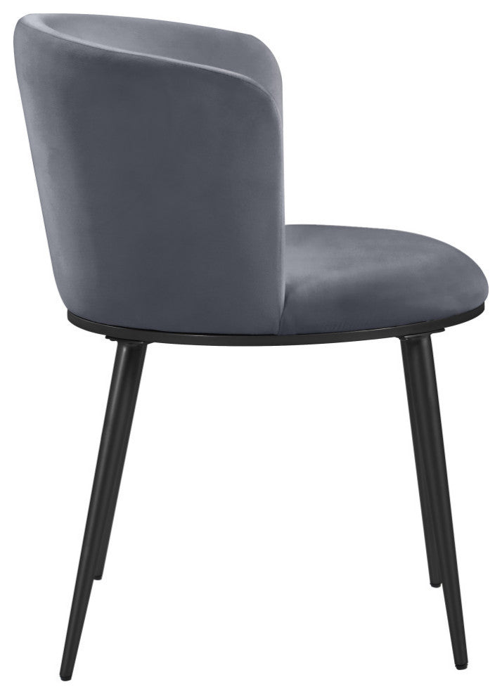 Skylar Dining Chair, Set of 2, Gray Velvet, Matte Black Iron Legs