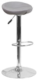 Contemporary Vinyl Adjustable Height Barstool With Chrome Base, Gray
