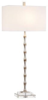 38.5"H Champagne Metal Buffet Lamps With White Rectangle Shade