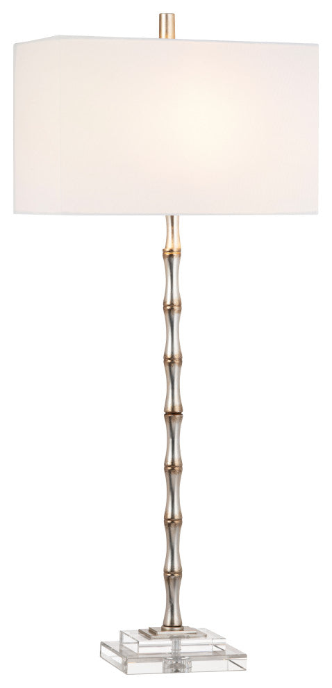 38.5"H Champagne Metal Buffet Lamps With White Rectangle Shade