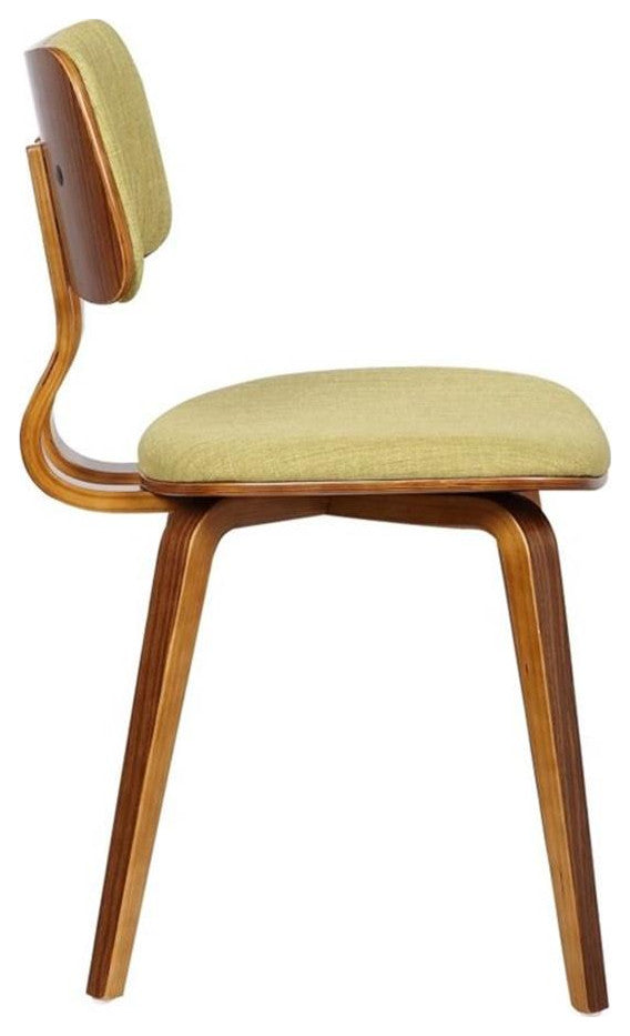 Armen Living Jaguar Modern Wood Dining Chair in Walnut Wood and Green