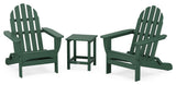 Classic Folding Adirondack 3-Piece Set, Long Island 18" Side Table, Green