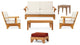 6-Piece Caranas Outdoor Teak Sofa Set With Sunbrella Cushions Frequency Ash, Linen Straw