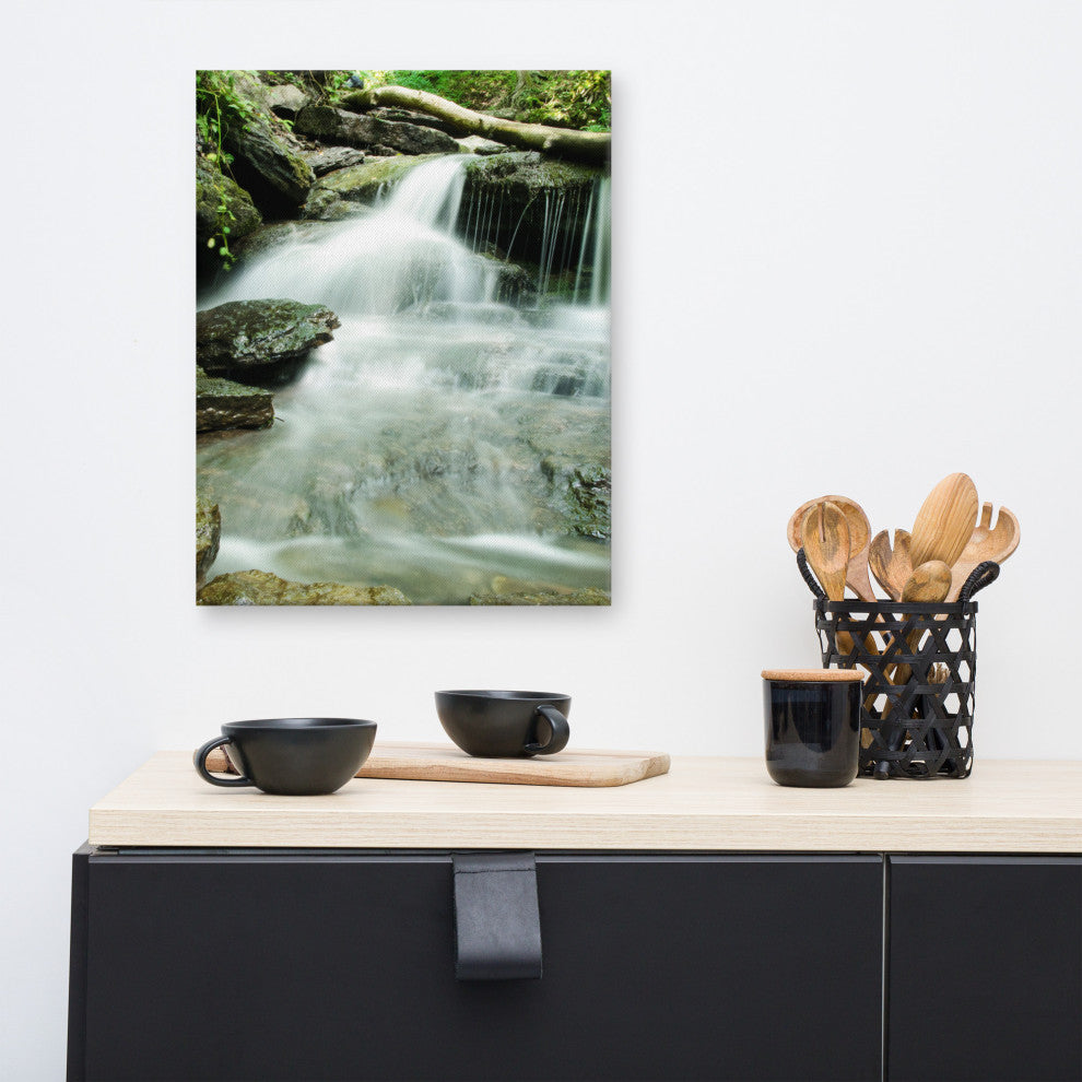 Pixley Falls 2 Rural Waterfall, Landscape Photo Canvas Wall Art Print, 16" X 20"