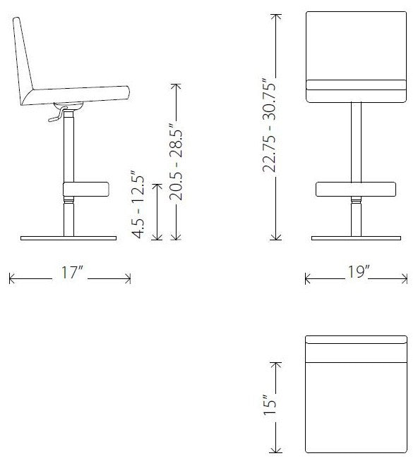 Rome Naugahyde Adjustable Bar/Counter Stool, Gray