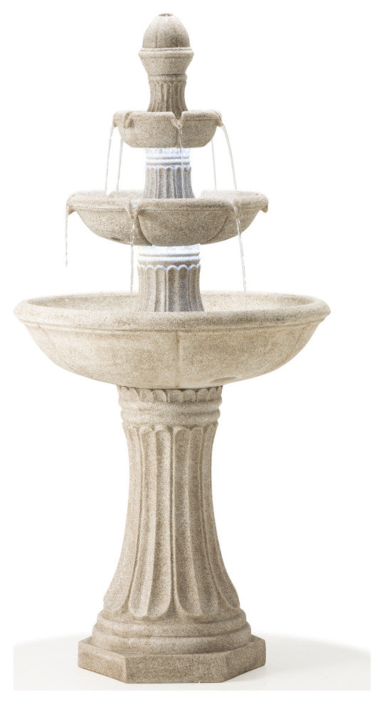 Sand Beige Terrazzo Resin 3-Tier Outdoor Fountain