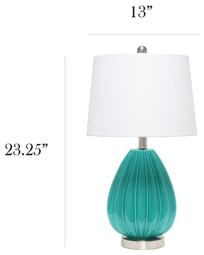 Elegant Designs Teal Creased Table Lamp with Fabric Shade