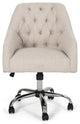 Swiveling Office Chair, Padded Seat & Barrel Backrest With Button Tufting, Beige