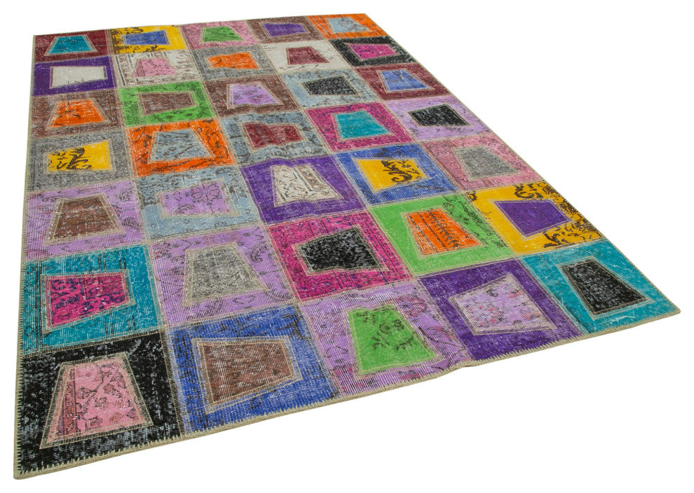 Rug N Carpet - Handwoven Oriental 6' 4" x 8' 11" Antique Patchwork Area Rug
