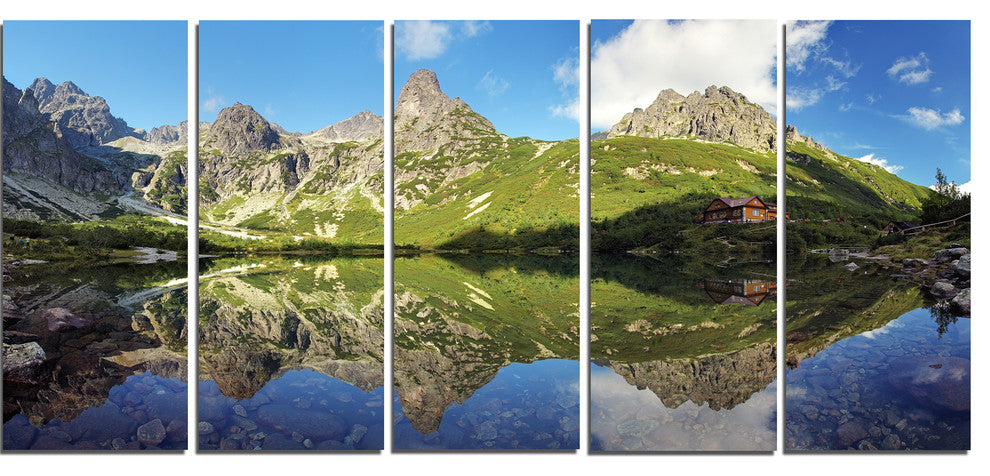 "Green Lake in Tatra Mountain" Landscape Photo Wall Art, 5 Panels, 60"x28"