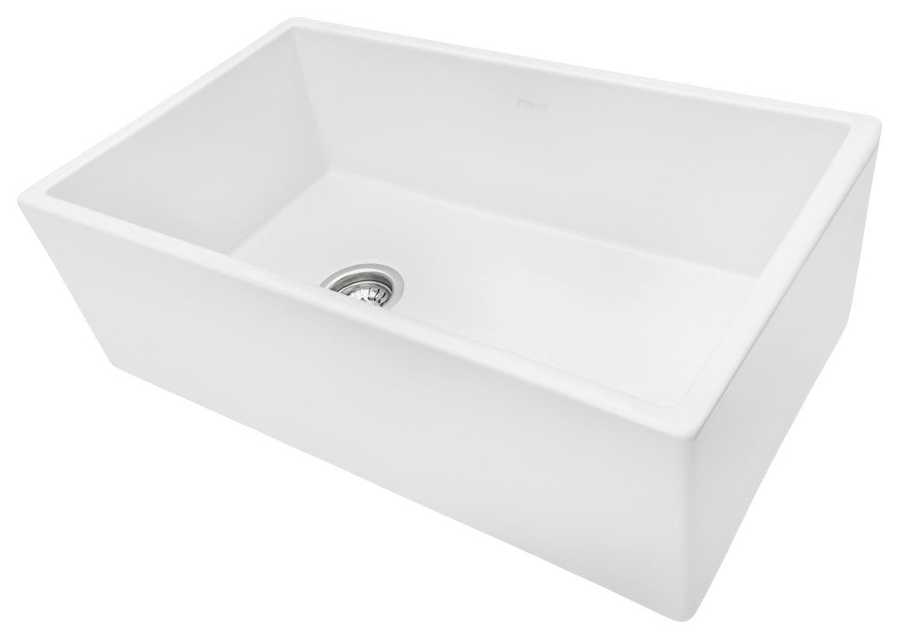 Ruvati RVL2018WL 30" Farmhouse Offset Drain Kitchen Sink, Left Drain