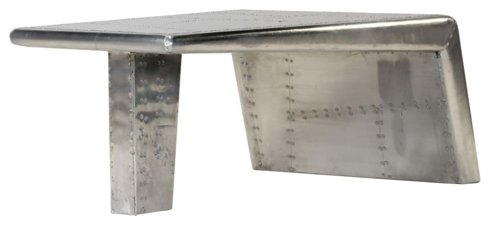 vidaXL Coffee Table, Vintage Table, Polished Aluminum, 37.4''''x21.7''''x13.8''''