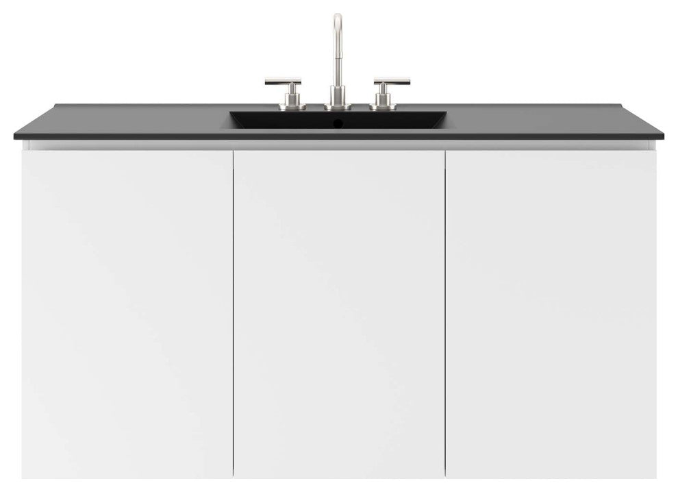 Bryn 48" Wall-Mount Bathroom Vanity, White Black