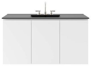 Bryn 48" Wall-Mount Bathroom Vanity, White Black