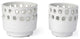 Set of Two White Ceramic Vases With Hollow Details