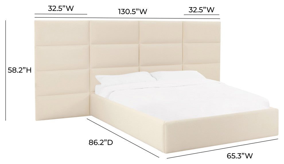 Eliana Cream Velvet Queen Wings, Set of 2
