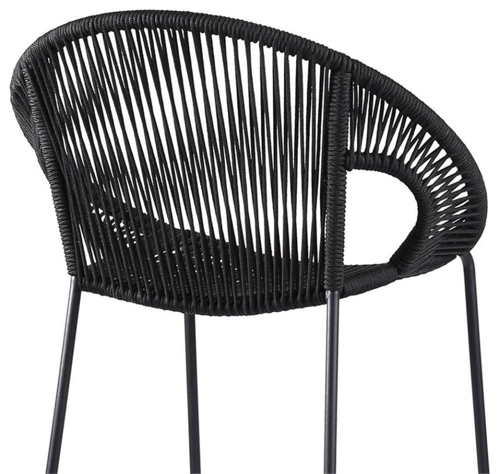 Armen Living Acapulco 26" Indoor Outdoor Fabric Counter Stool in Black