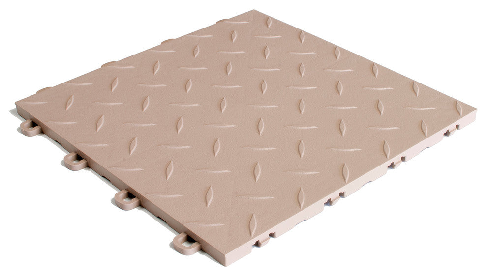 12"x12" Interlocking Garage Flooring Tiles, Diamond Top, Set of 27, Beige