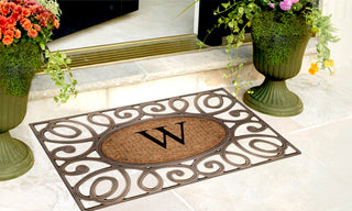 A1HC Rubber & Coir Elegant Circles Princess Doormat, Monogrammed, W