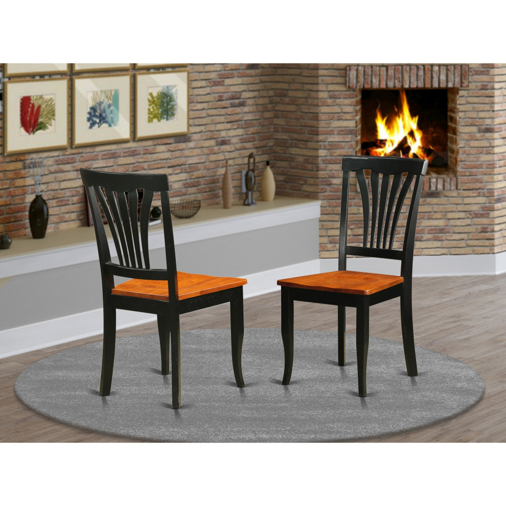 Set of 2 Avon Chair For Dining Room Wood Seat-Black/Cherry Finish