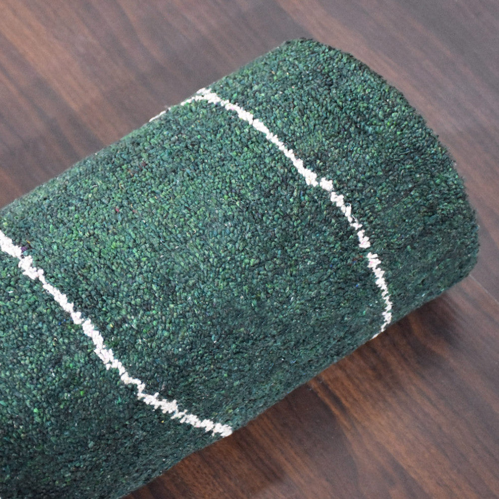 HAND KNOTTED LOOM SILK AREA RUGS-6'x9',Rectangle,Dark Green White,Contemporary