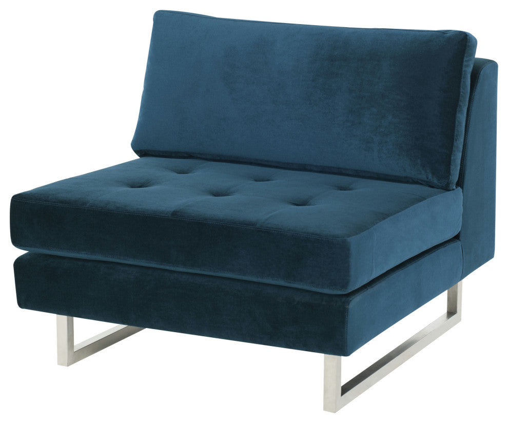 Janis Midnight Blue Fabric Armless Sofa Seat, HGSC361