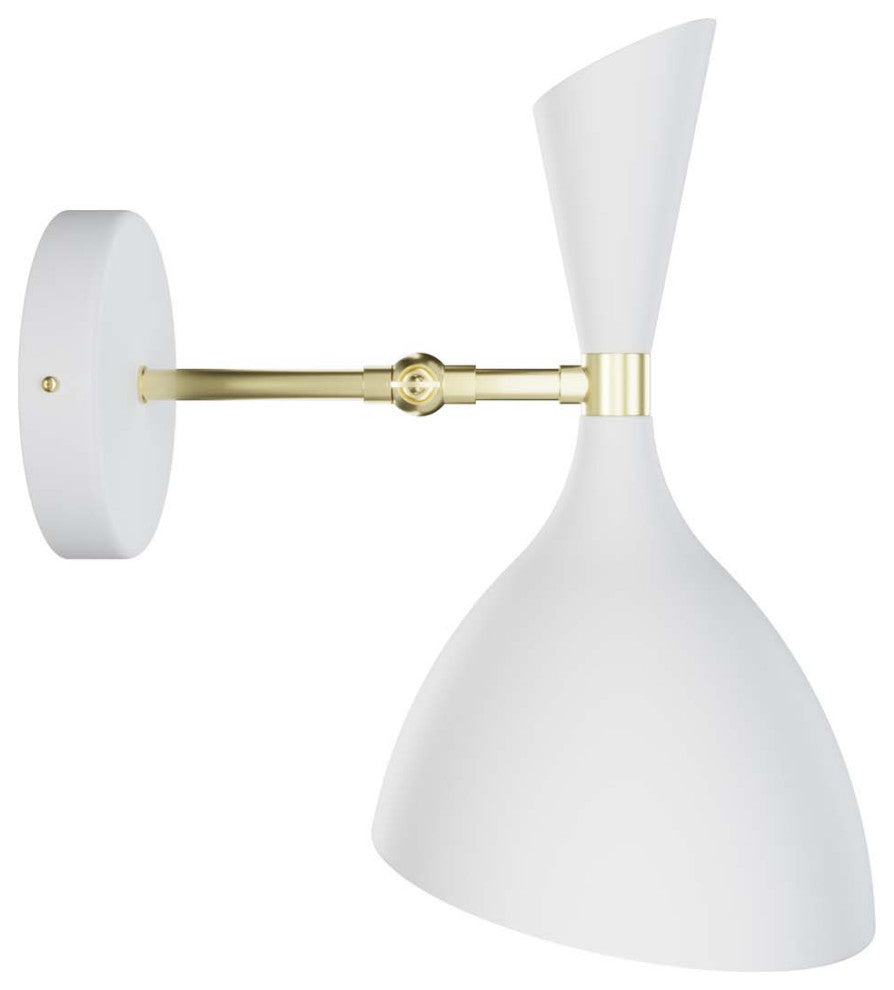 Sconce Wall Lamp Light Fixture, White, Metal, Modern Cafe Bistro Hospitality
