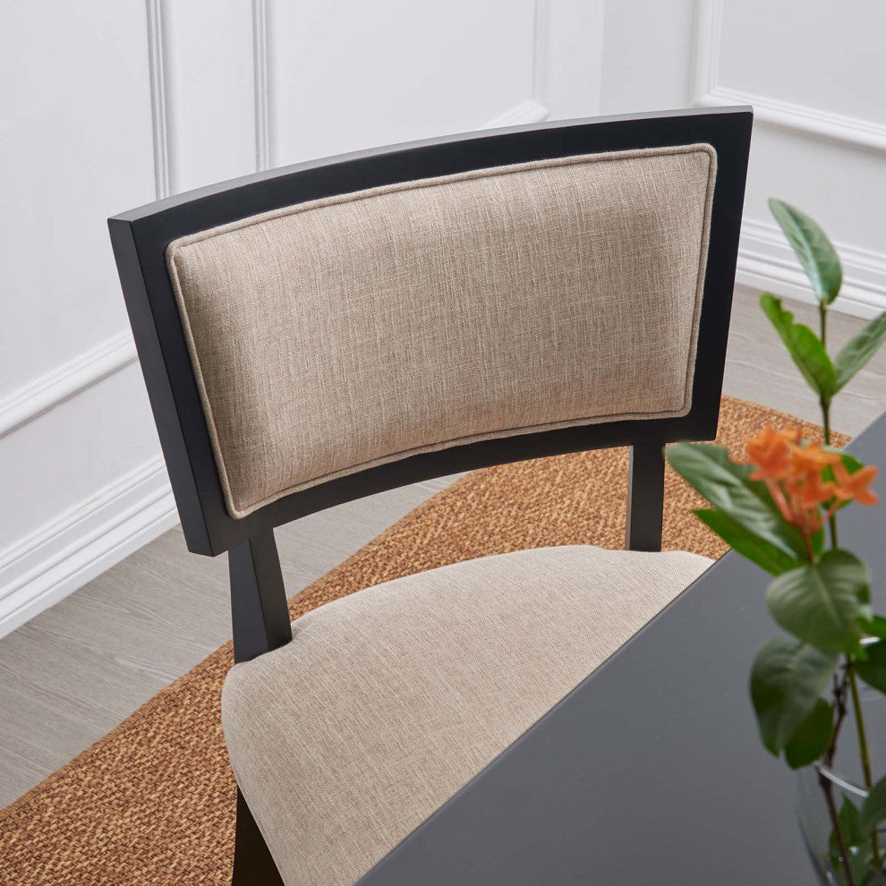 Pristine Upholstered Fabric Dining Chairs, Set of 2, Beige