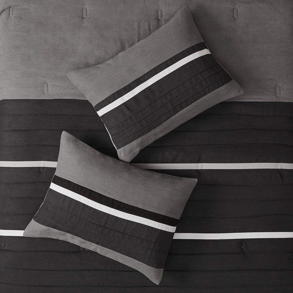 Madison Park Palmer Vera Microsuede 7-Piece Comforter Set, Black