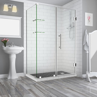BromleyGS 62.25"-63.25"x32.375"x72" Frameless Corner Hinged Shower Enclosure