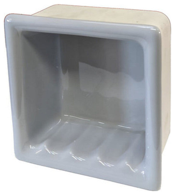 Recess Porcelain Rectangle Soap Dish Niche Shelf Bathroom Shower Holder, Sterling Silver Glossy