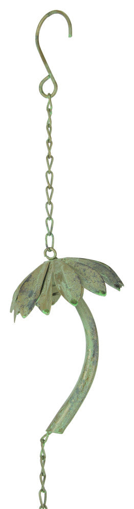 Metal Tropical Palm Tree Rain Chain with Attached Hanger 72 inch